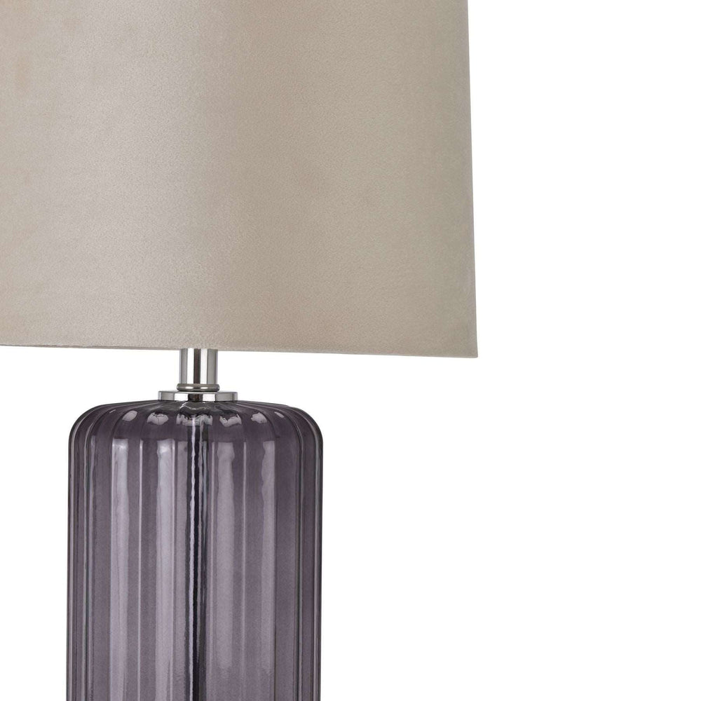Alberta Metallic Glass Lamp With Velvet Shade - TidySpaces