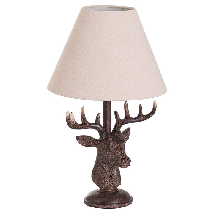 Stag Head Table Lamp With Linen Shade - TidySpaces