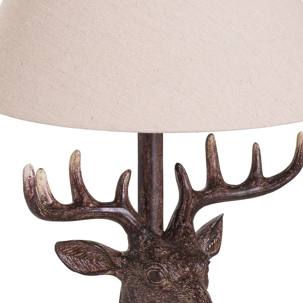 Stag Head Table Lamp With Linen Shade - TidySpaces