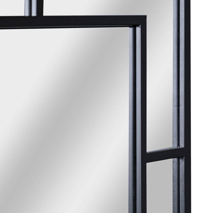 Black Multi Paned Patterned Window Mirror - TidySpaces
