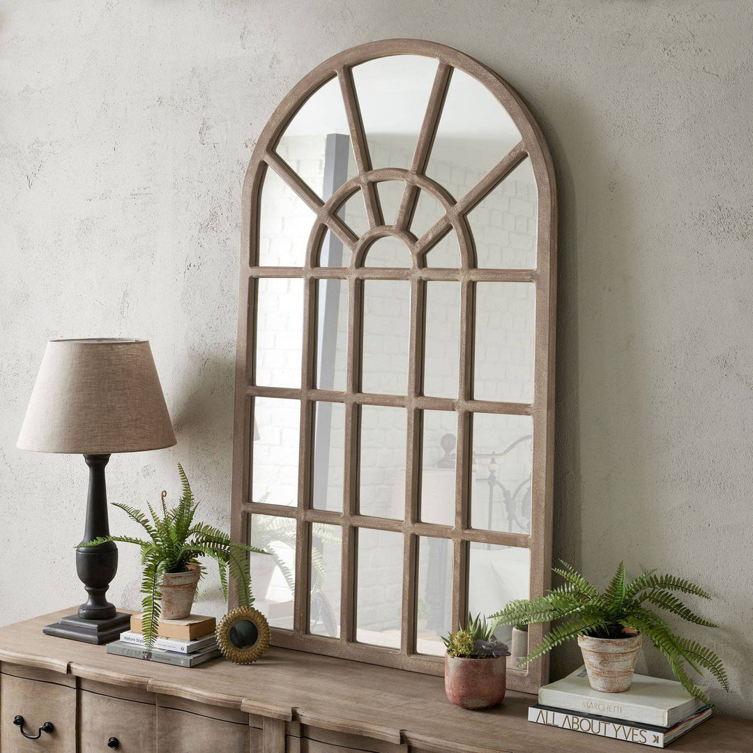 Copgrove Collection Arched Paned Wall Mirror - TidySpaces