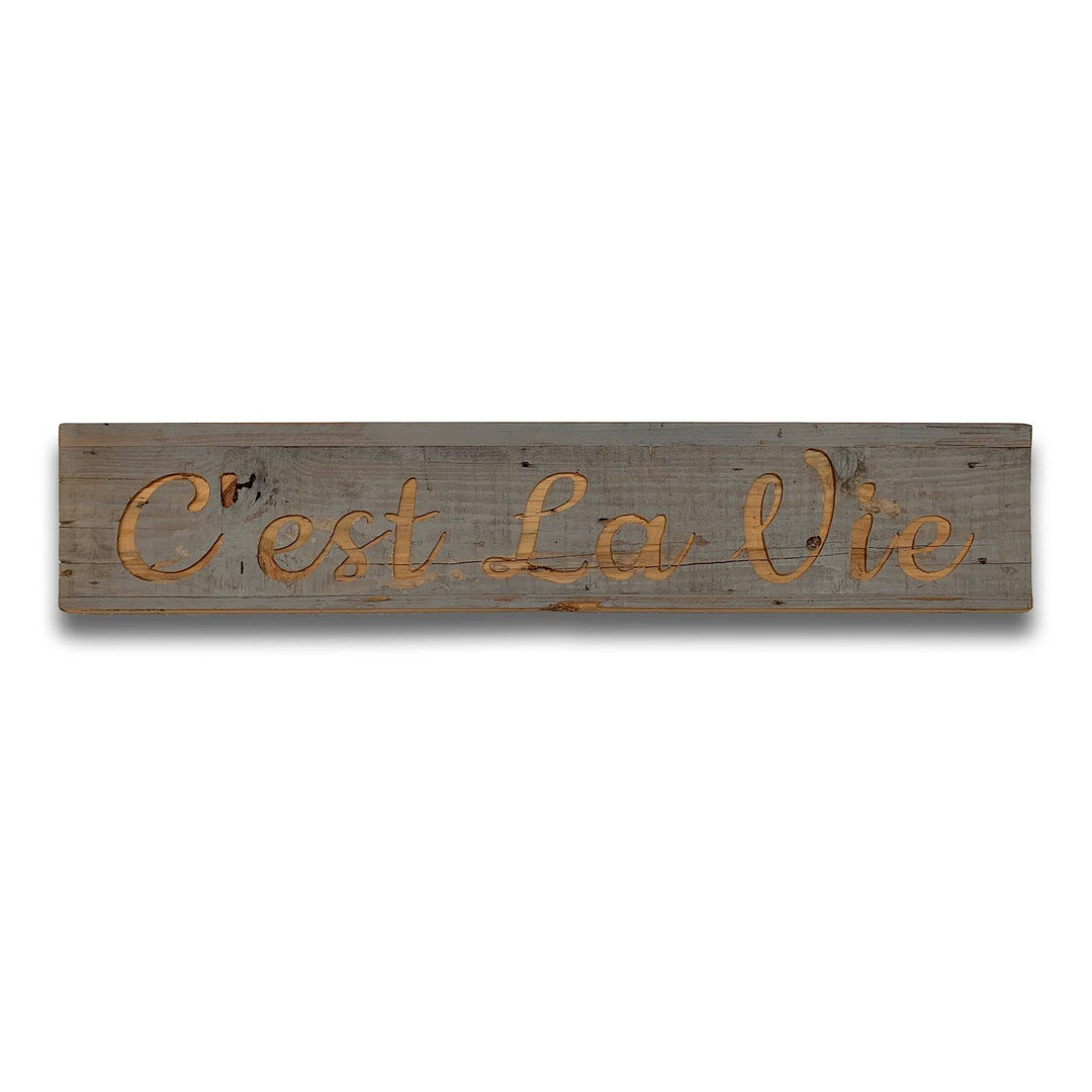 Cest La Vie Grey Wash Wooden Message Plaque - TidySpaces