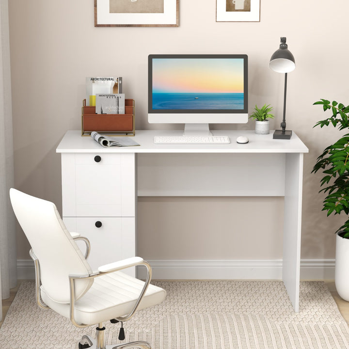 Home Office Writing Desk with 2 Drawers-White - TidySpaces