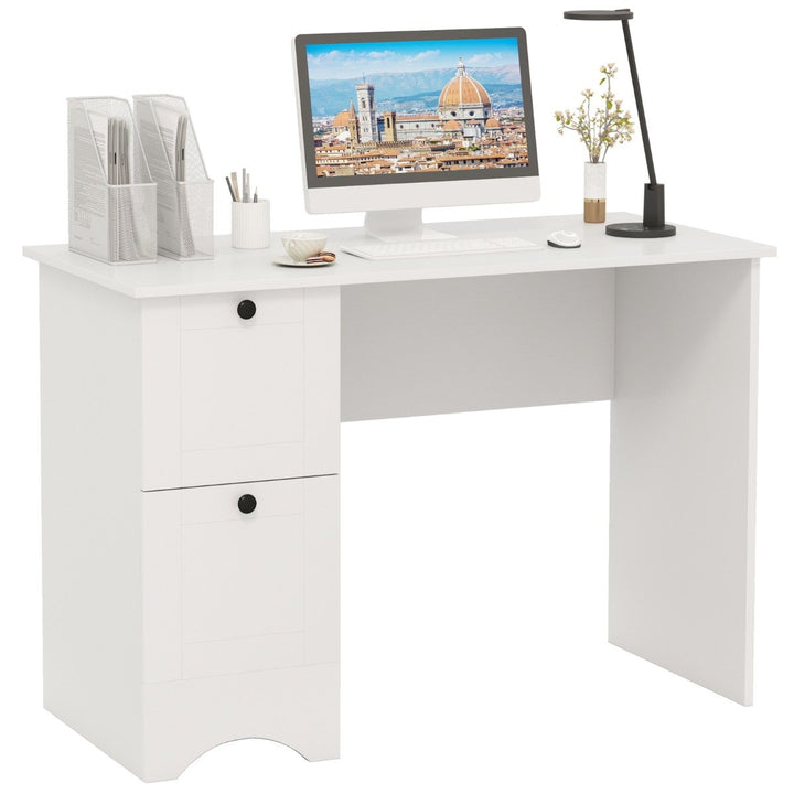 Home Office Writing Desk with 2 Drawers-White - TidySpaces
