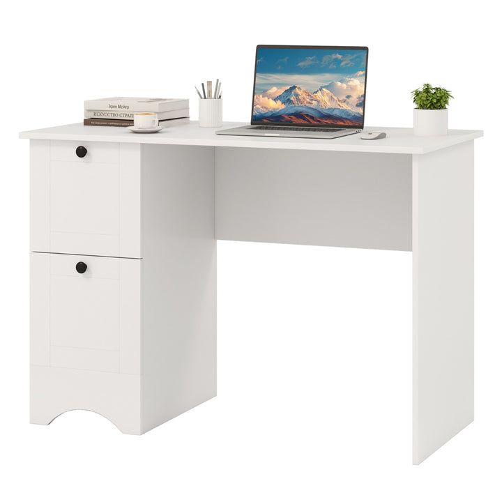 Home Office Writing Desk with 2 Drawers-White - TidySpaces