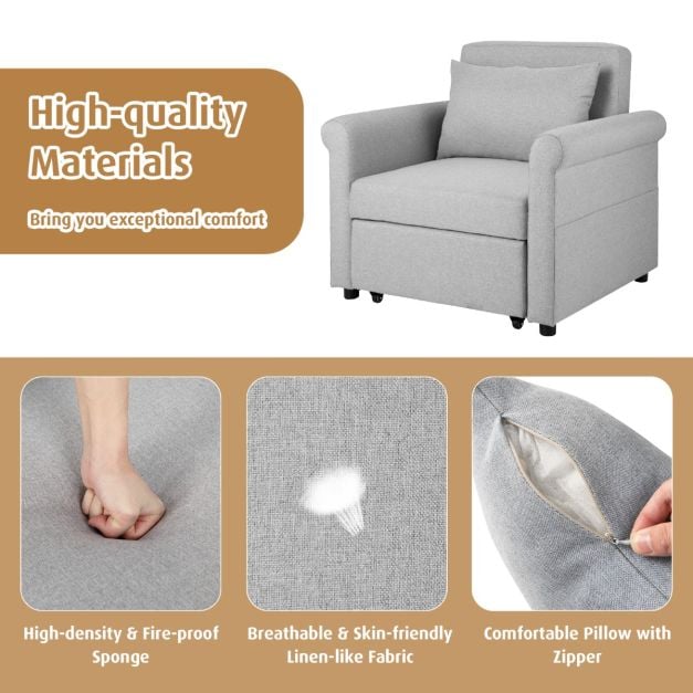 3 in 1 Convertible Sofa Bed with Pillow