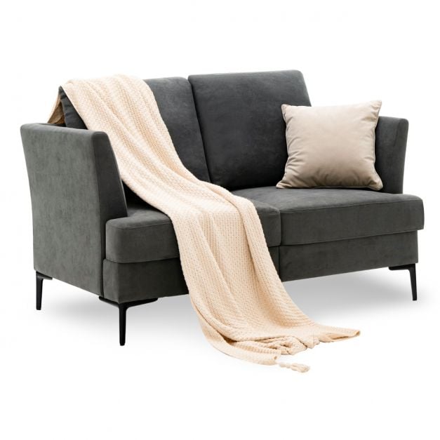 Modern Upholstered Linen Fabric 2 Seater Sofa Grey - TidySpaces