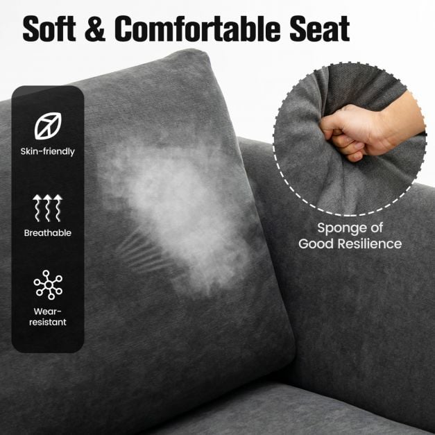 Modern Upholstered Linen Fabric 2 Seater Sofa Grey - TidySpaces