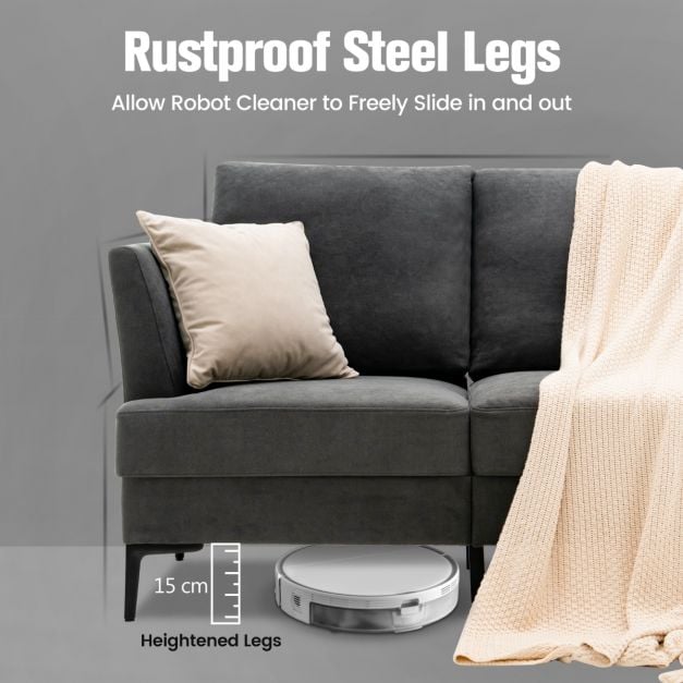 Modern Upholstered Linen Fabric 2 Seater Sofa Grey - TidySpaces