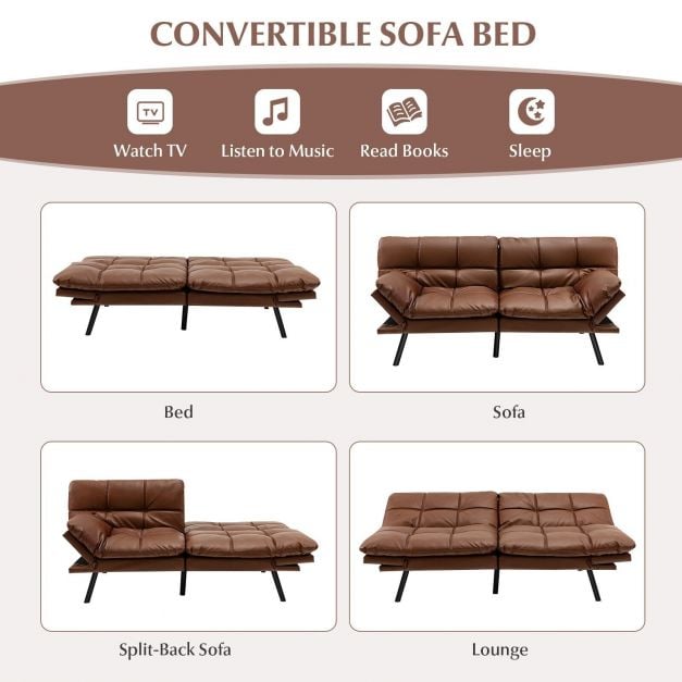 2 Seater Convertible Sofa Bed with Reclining Backrest - TidySpaces