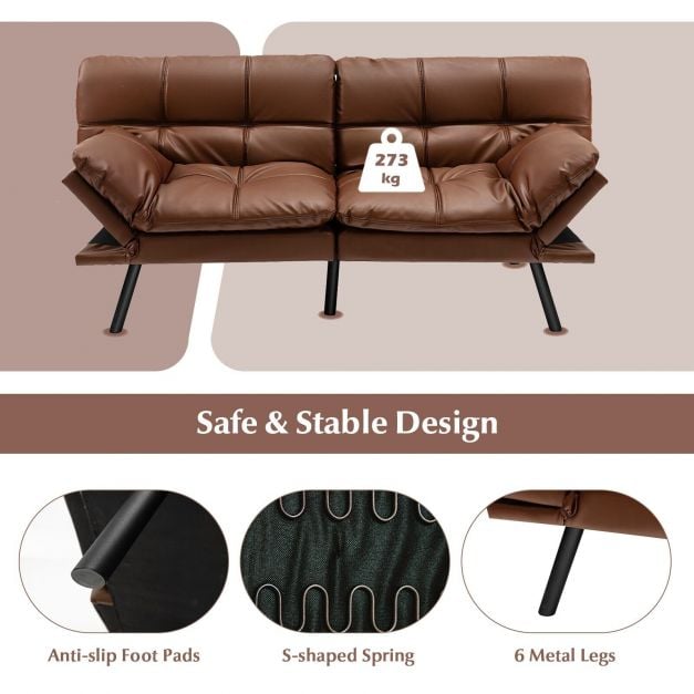 2 Seater Convertible Sofa Bed with Reclining Backrest - TidySpaces