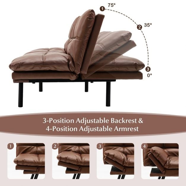 2 Seater Convertible Sofa Bed with Reclining Backrest - TidySpaces