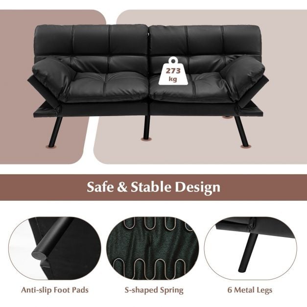 2 Seater Convertible Sofa Bed with Reclining Backrest - TidySpaces