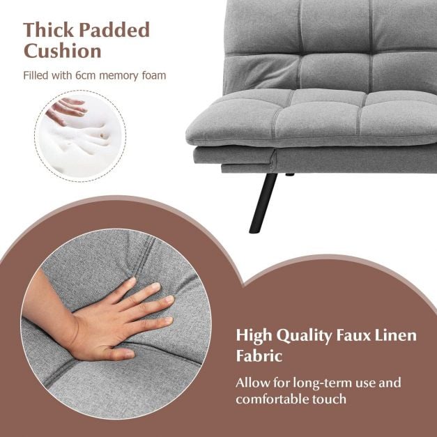 2 Seater Convertible Sofa Bed with Reclining Backrest - TidySpaces