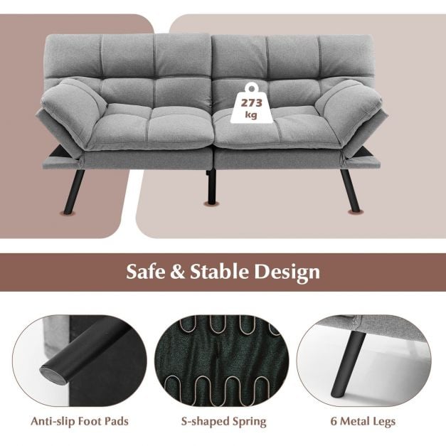2 Seater Convertible Sofa Bed with Reclining Backrest - TidySpaces