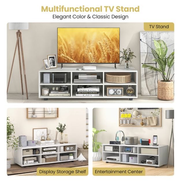 6 Cubby TV Stand TV Console Table with Adjustable Shelves - TidySpaces