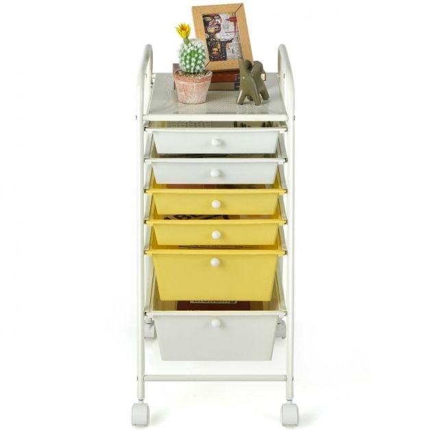 6 Drawers Storage Trolley with 4 Wheels for Makeup Beauty Salon - TidySpaces
