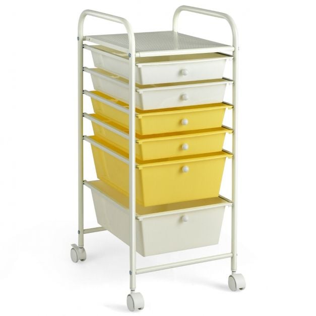 6 Drawers Storage Trolley with 4 Wheels for Makeup Beauty Salon - TidySpaces