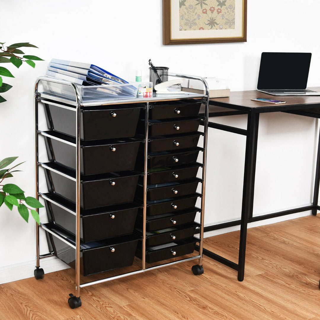 15 Drawer Rolling Storage Cart with 4 Wheels for Beauty Salon - TidySpaces