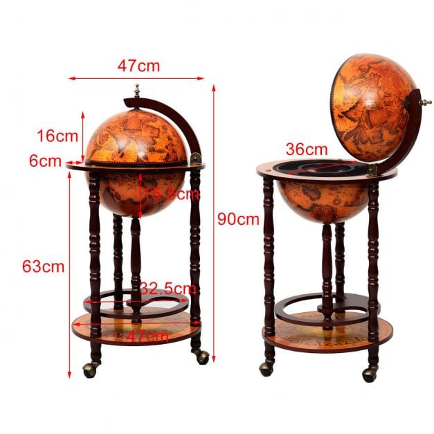 Italian Styled Globe Drinks Cabinet with Wheels