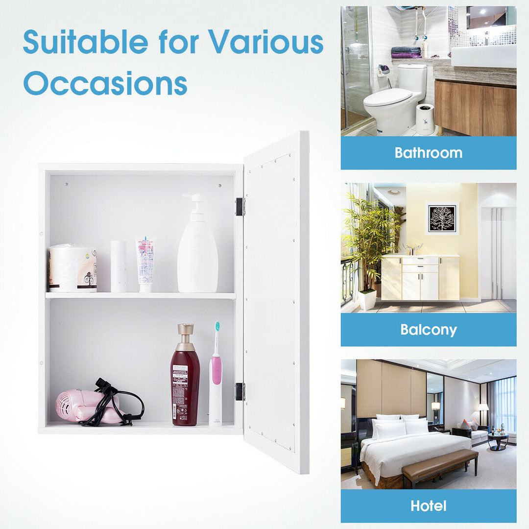 Adjustable Wall Mounted Storage Cupboard with Mirror for Bathroom-White - TidySpaces