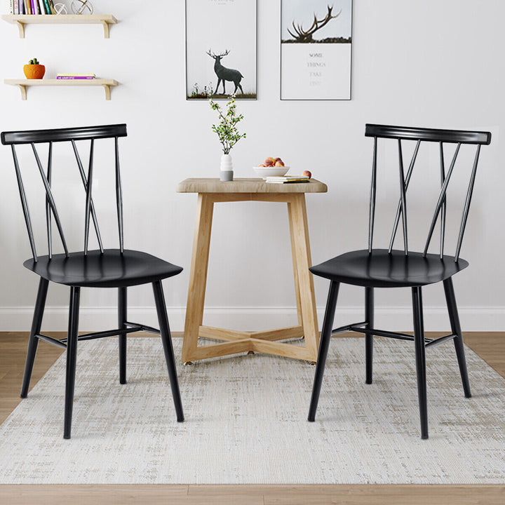 Set of 2 Steel Dining Chairs with Curved Backrest for Restaurant/Cafe - TidySpaces