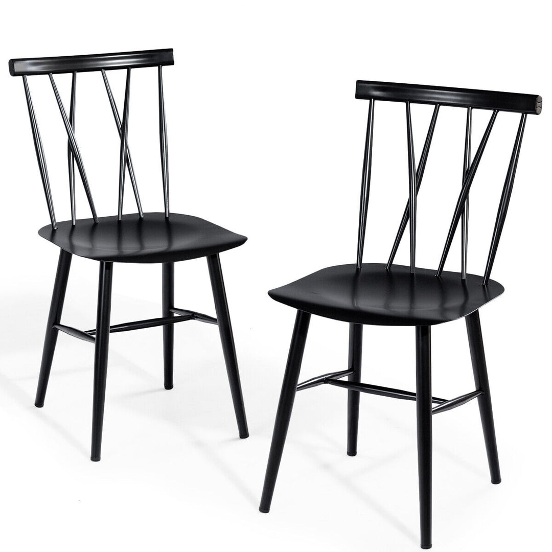 Set of 2 Steel Dining Chairs with Curved Backrest for Restaurant/Cafe - TidySpaces