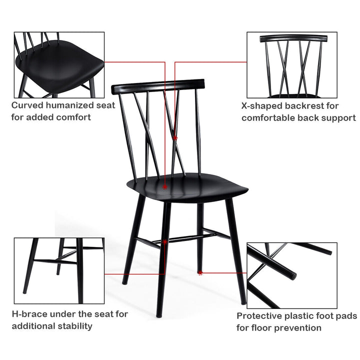 Set of 2 Steel Dining Chairs with Curved Backrest for Restaurant/Cafe - TidySpaces