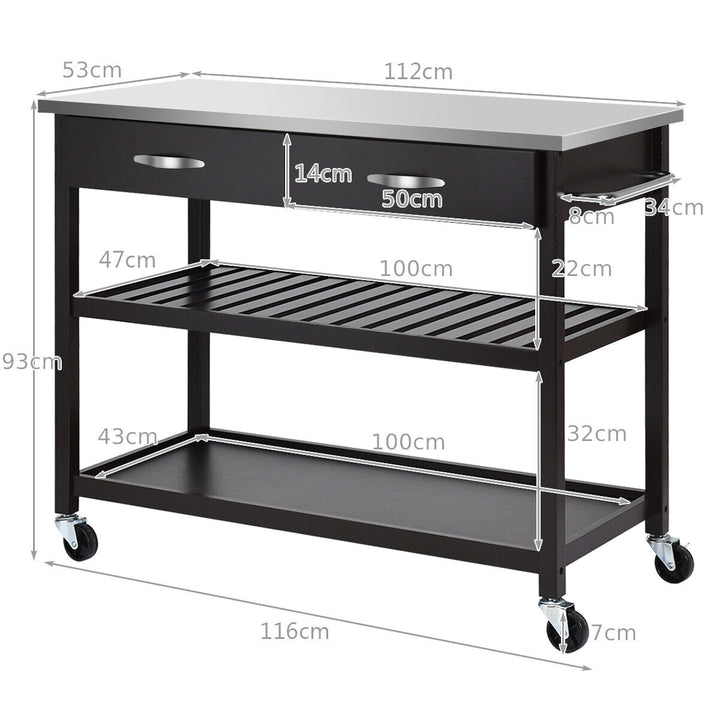 Rolling Kitchen Storage Trolley with 2 Drawers and Towel Bar - TidySpaces