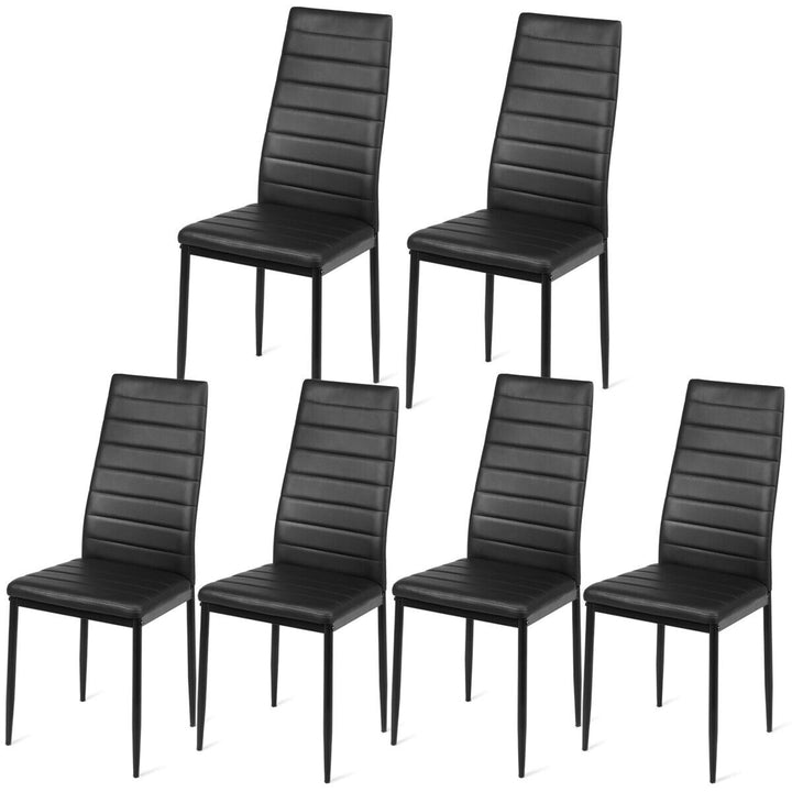 Set of 6 High Back Dining Chairs with Metal Legs and Foot Pads - TidySpaces