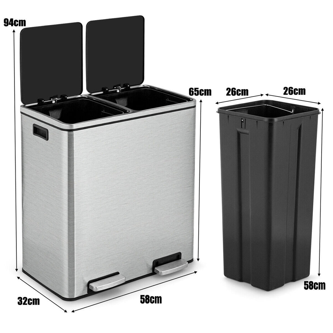 Double Recycle Pedal Bin wth Dual Removable Compartments