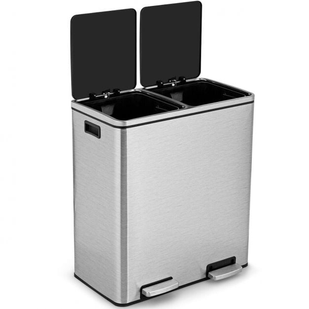 Double Recycle Pedal Bin wth Dual Removable Compartments for Home and Office Use