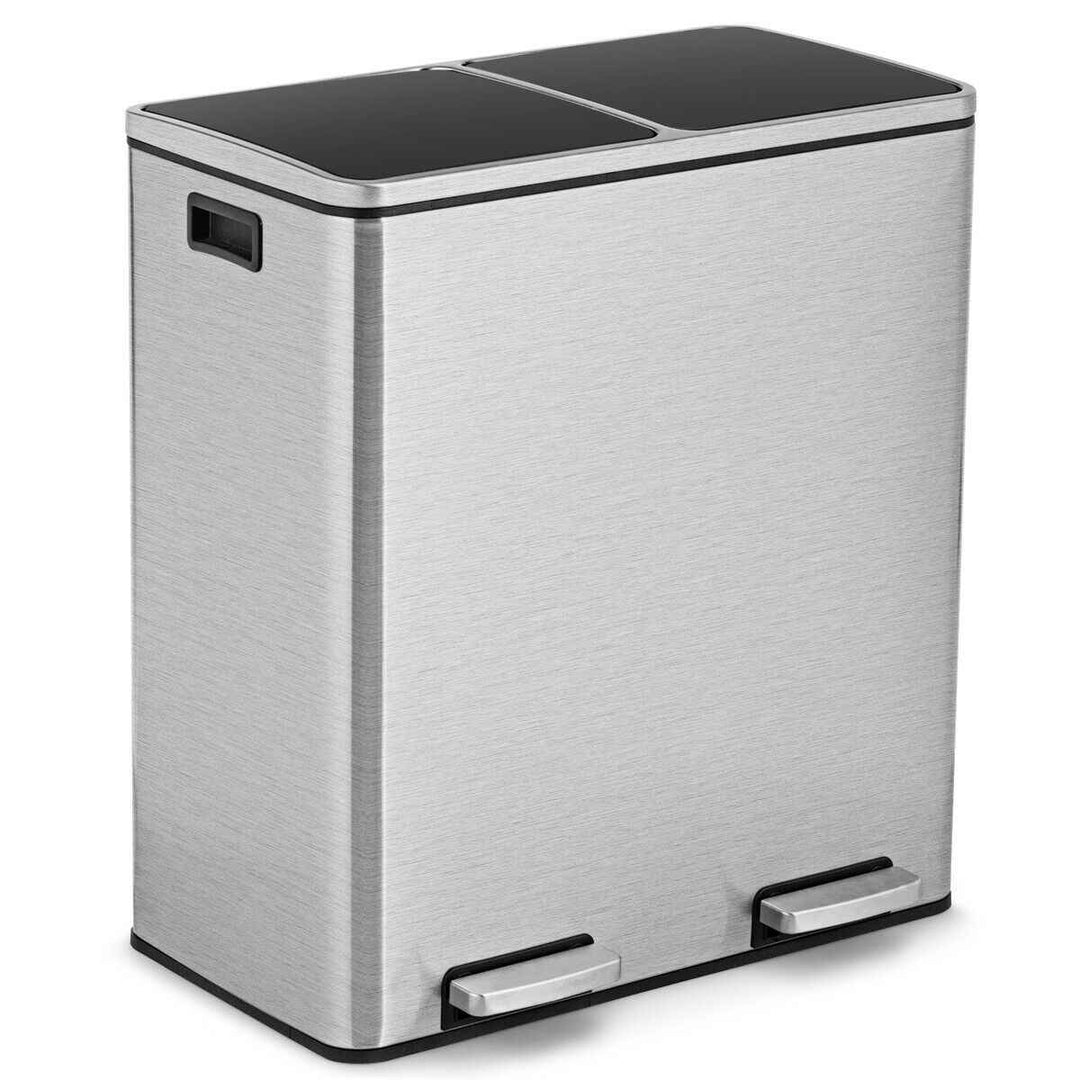 Double Recycle Pedal Bin wth Dual Removable Compartments for Home and Office Use