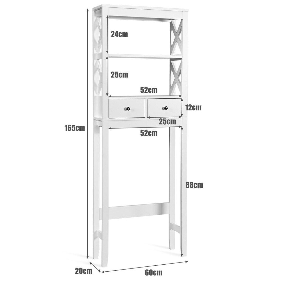 X-Frame Over The Toilet Bathroom Storage Shelf with 2 Drawers