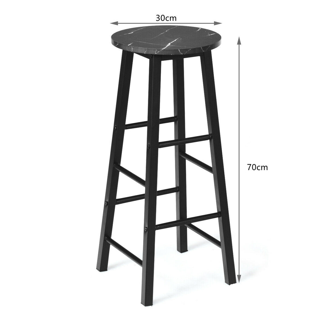 Set of 2 Faux Marble Bar Stools with Footrest and Anti slip Foot Pad - TidySpaces