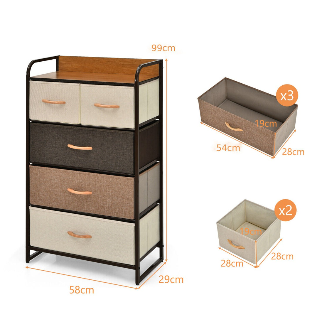 Vertical Dresser Storage Tower with Wooden Top and 4/5 Drawers - TidySpaces