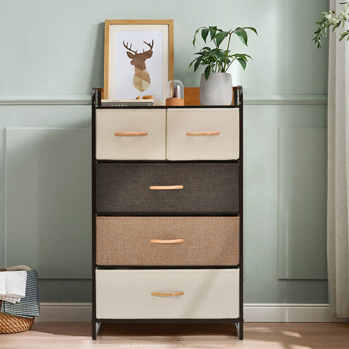 Vertical Dresser Storage Tower with Wooden Top and 4/5 Drawers - TidySpaces