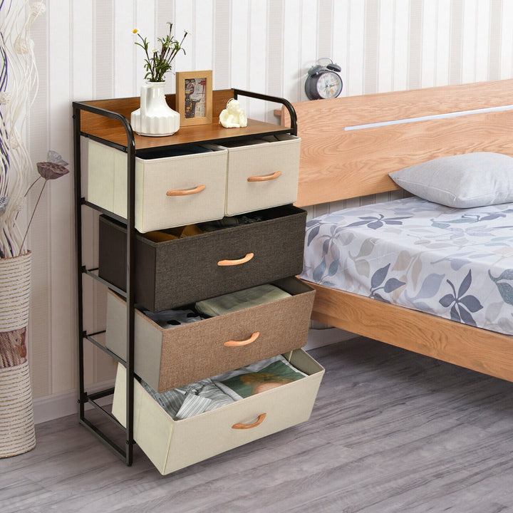 Vertical Dresser Storage Tower with Wooden Top and 4/5 Drawers - TidySpaces