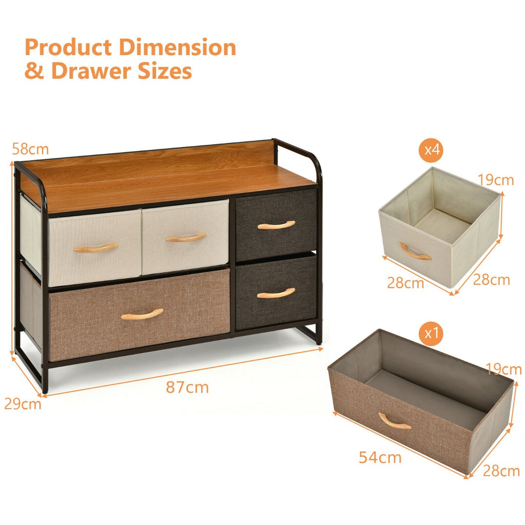 5 Drawer Dresser Storage with Foldable Fabric Drawers - TidySpaces