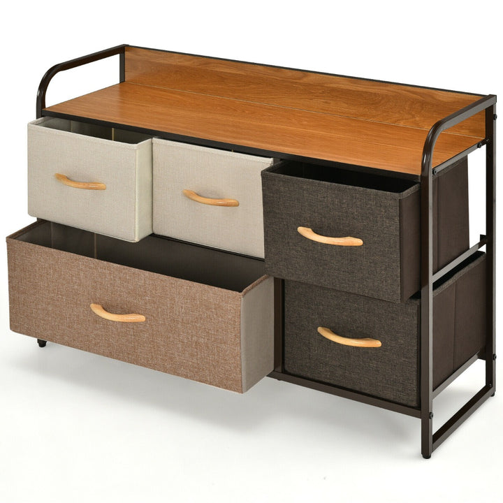 5 Drawer Dresser Storage with Foldable Fabric Drawers - TidySpaces