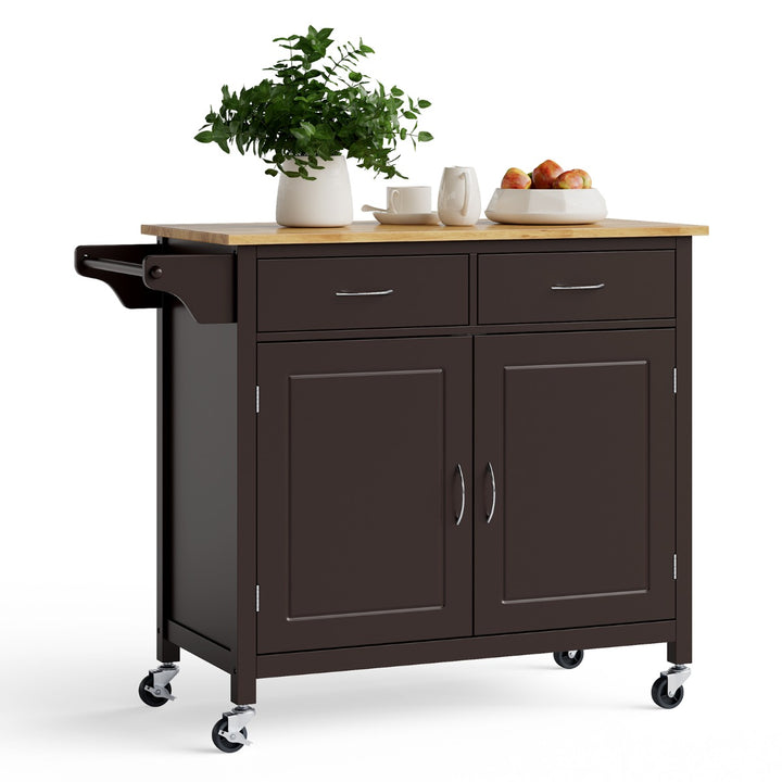 Rolling Kitchen Island Cart Utility Serving Cart with Drawers - TidySpaces