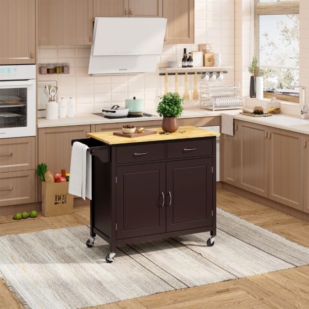 Rolling Kitchen Island Cart Utility Serving Cart with Drawers