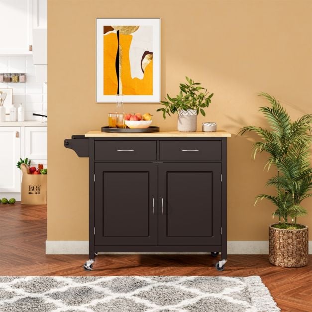 Rolling Kitchen Island Cart Utility Serving Cart with Drawers