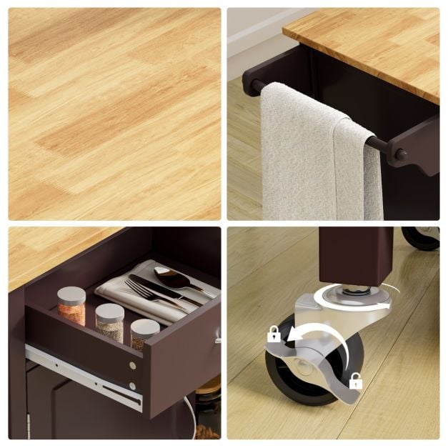 Rolling Kitchen Island Cart Utility Serving Cart with Drawers