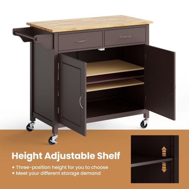 Rolling Kitchen Island Cart Utility Serving Cart with Drawers