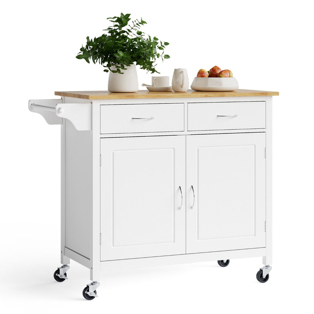 Rolling Kitchen Island Cart Utility Serving Cart with Drawers - TidySpaces