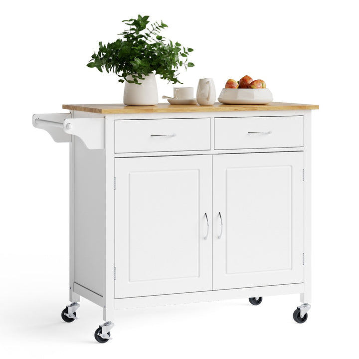 Rolling Kitchen Island Cart Utility Serving Cart with Drawers - TidySpaces