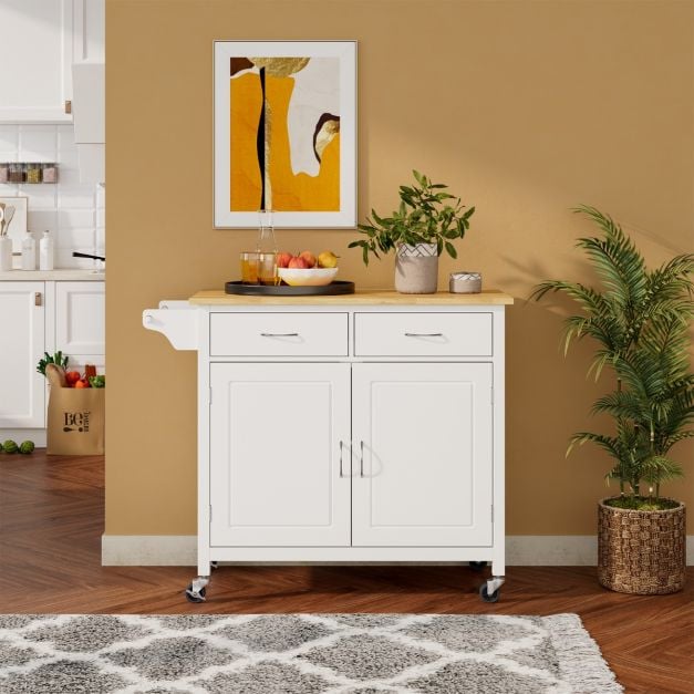 Rolling Kitchen Island Cart Utility Serving Cart with Drawers