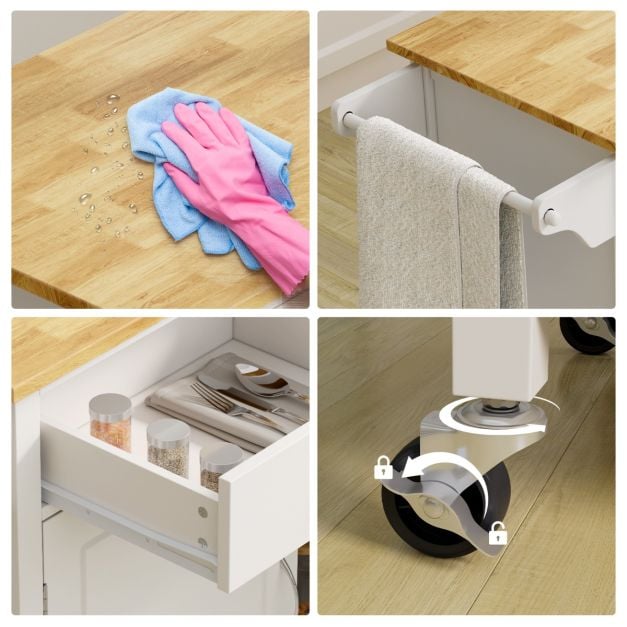 Rolling Kitchen Island Cart Utility Serving Cart with Drawers