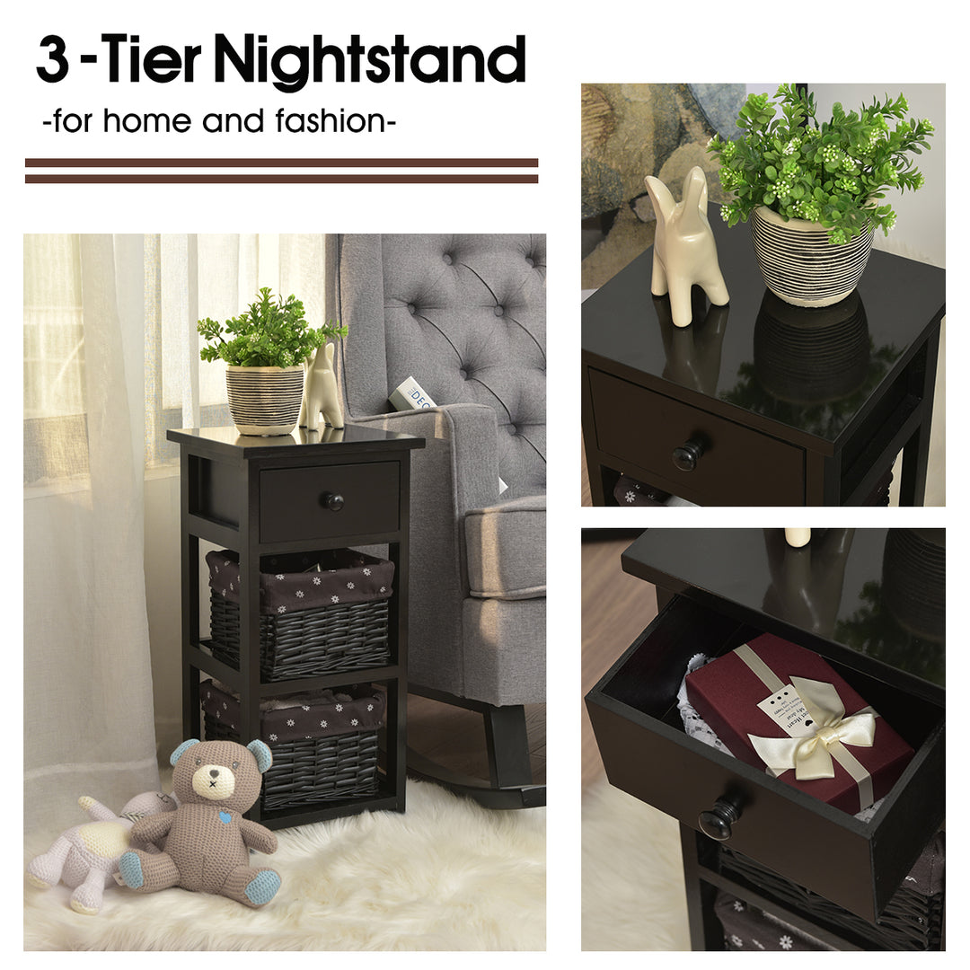 Bedside Table Made of Paulownia Wood in Country House Style - TidySpaces